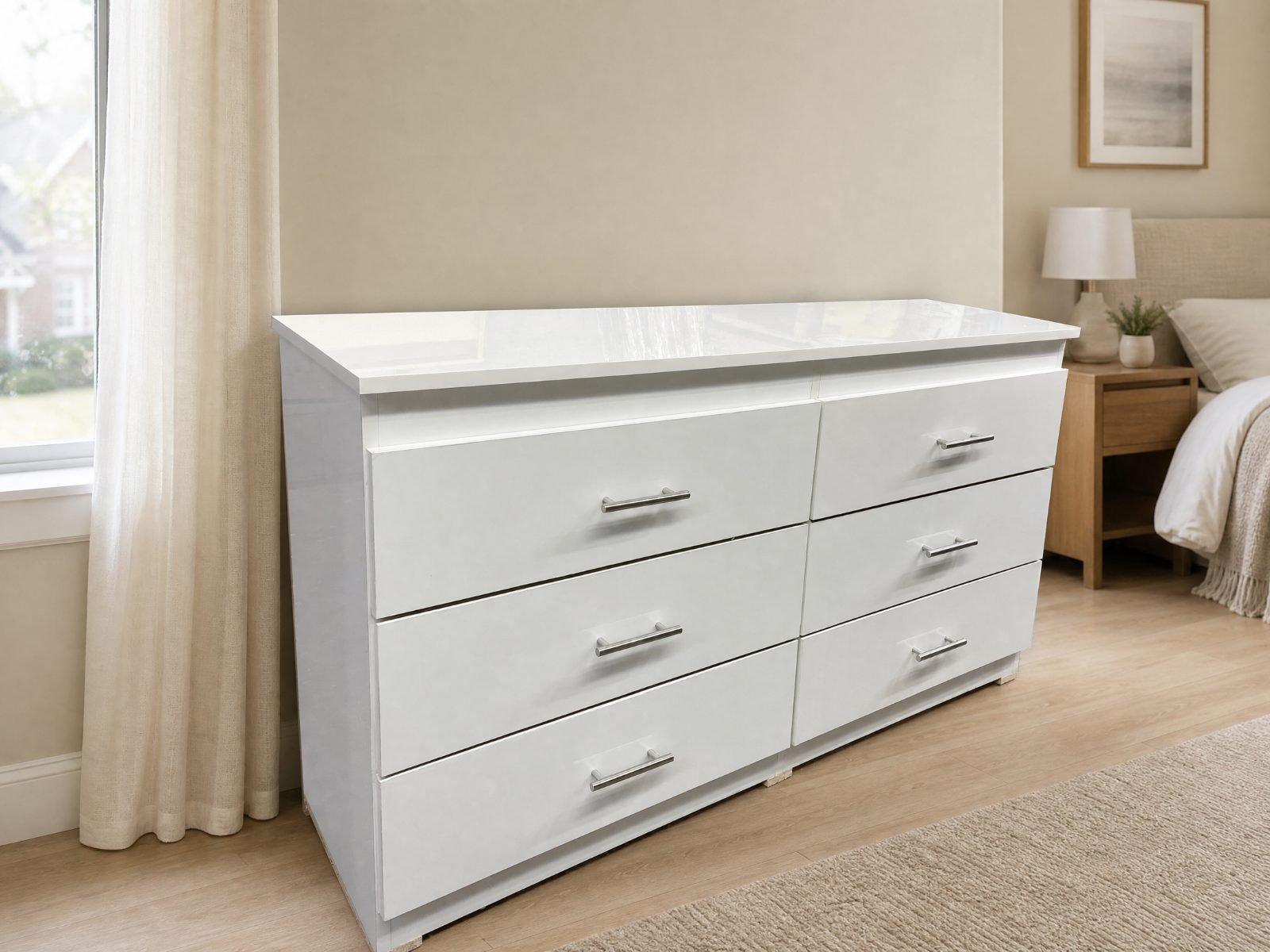 6 spacious drawers for organized clothing storage