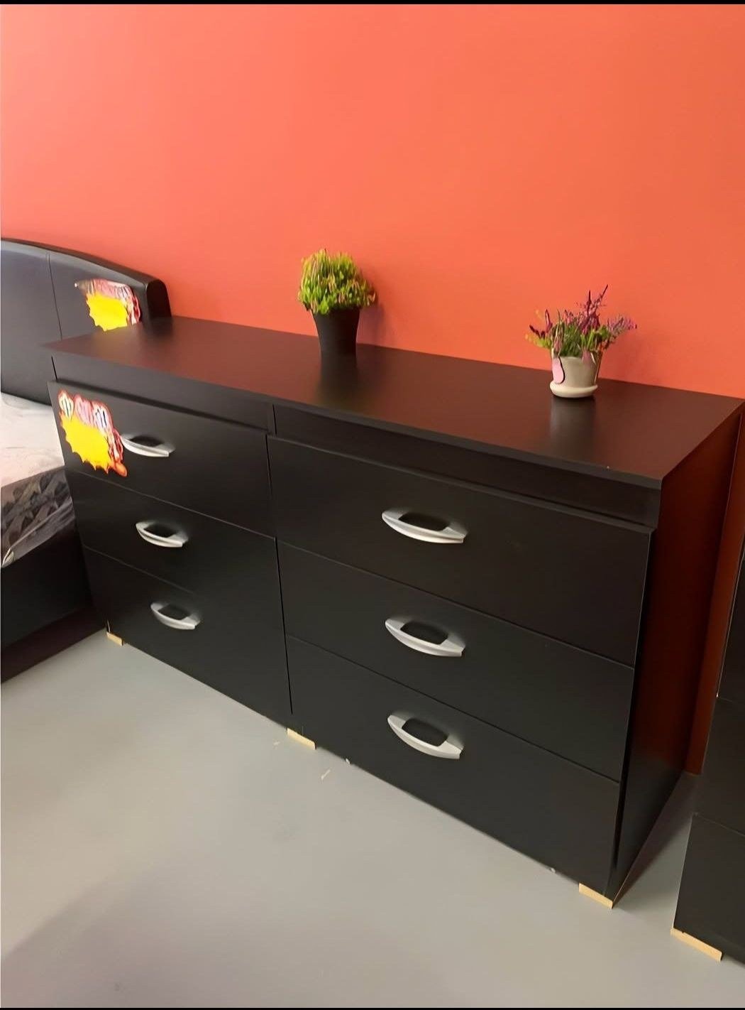 Modern Dark Espresso 6-Drawer Dresser with Silver Handles thumbnail 3