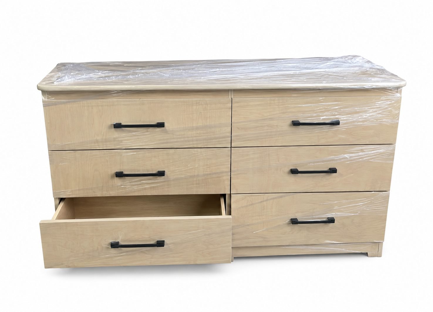 Modern Natural Oak 6-Drawer Dresser with Matte Black Handles thumbnail 2